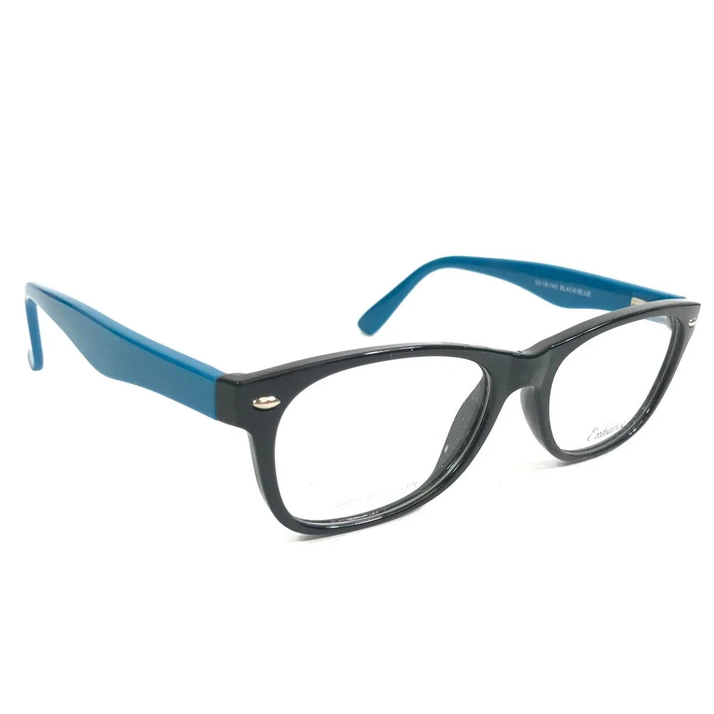 Enhance Eyeglasses Frames 3966 BLACK/BLUE Rectangle Full Rim 52-18-145